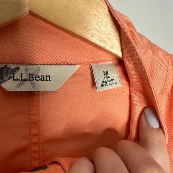 L.L Bean Women's Peach / Orange Utility Full Zip Lightweight Jacket Size Medium - Picture 5 of 9